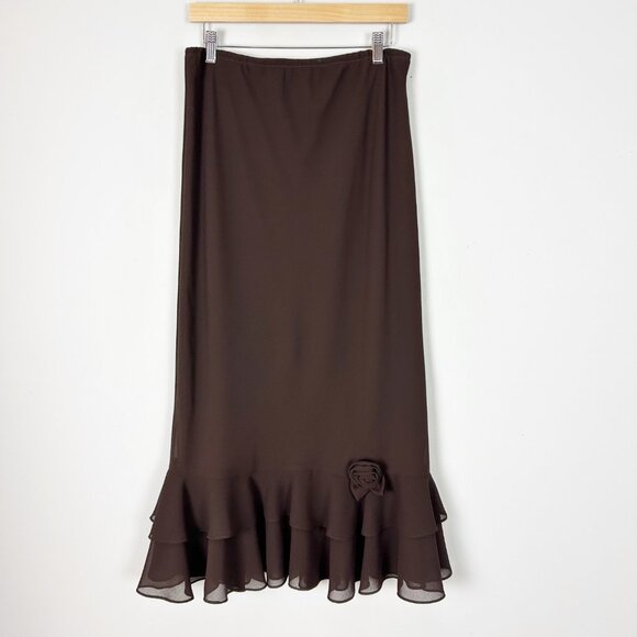 Vintage Y2K Fairy Maxi Skirt Whimsigoth Grunge Ruffle Hem Romantic Size Large Wo - Picture 1 of 4